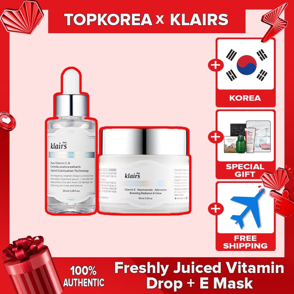 ★ Queridos Klairs/Conjunto/Gota De Vitamina E Com Suco Fresco Máscara [Envio Da Coreia]/TOPKOREA /