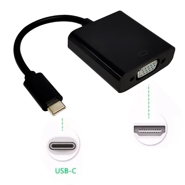 Adaptador Conversor Usb-c 3.1 Type-c Macho Para Vga Fêmea |TV|Notebook|Projetores|Tablets|videogames|conversor digital|