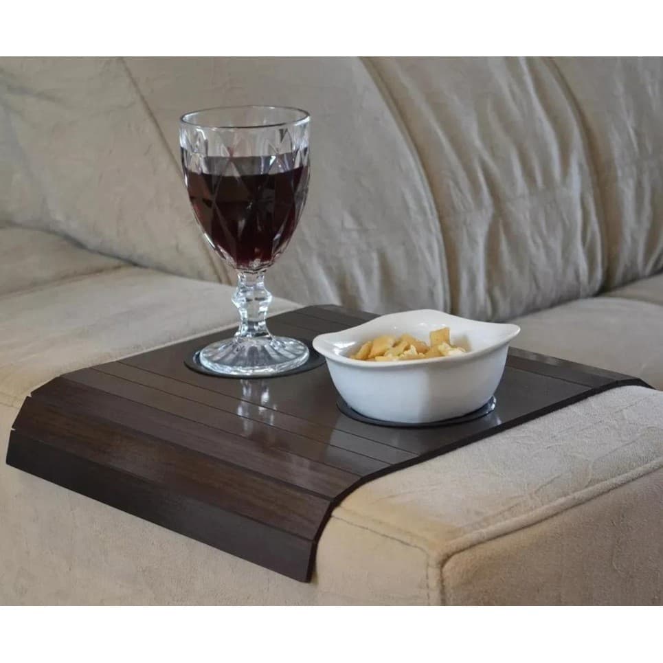 Bandeja Esteira Flexível  com Porta Copos E Porta Controles para braço de sofa controle e celulares deluxe prime pro frd
