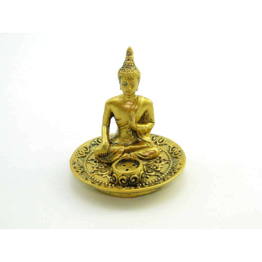 Incensário Buda Dourado Resina 9 cm