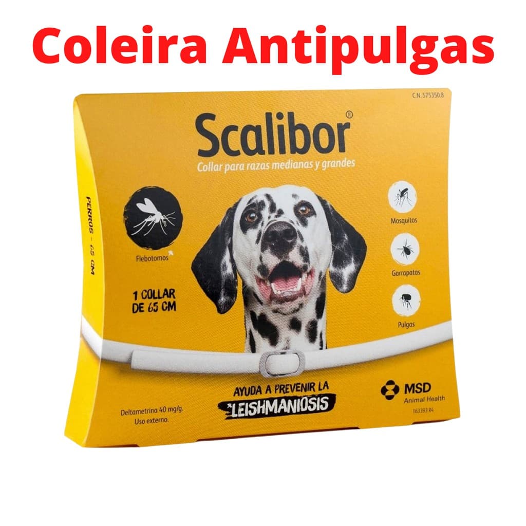 Coleira Antipulgas Carrapatos Scalibor Cães Grande 65cm Proteção Leishmaniose Repelente