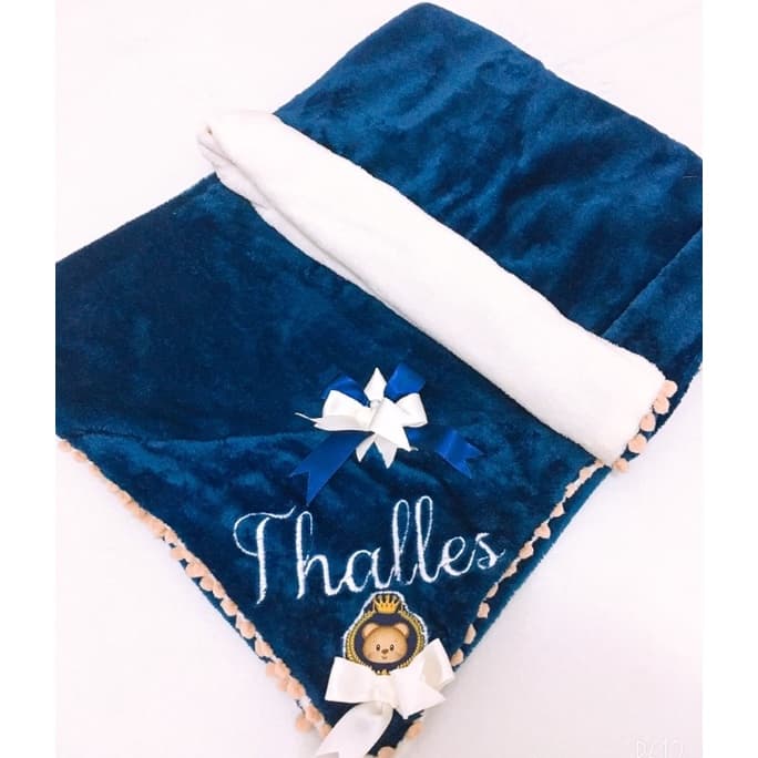 Manta personalizada para bebê (tema azul marinho)