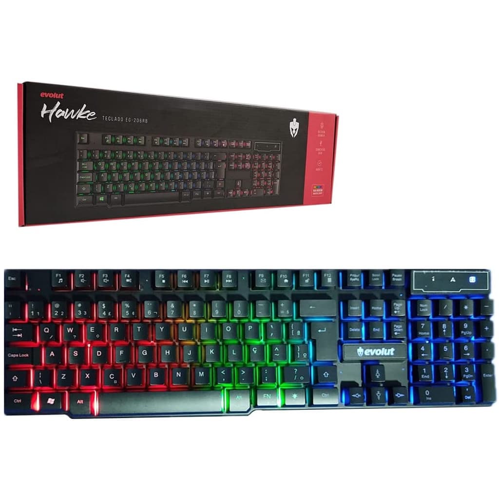 Teclado Gamer Evolut Hawke, Com Fio - Eg206