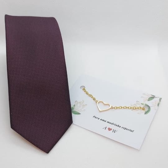 kit Gravata para padrinho com pulseira para madrinha bordô para casamento