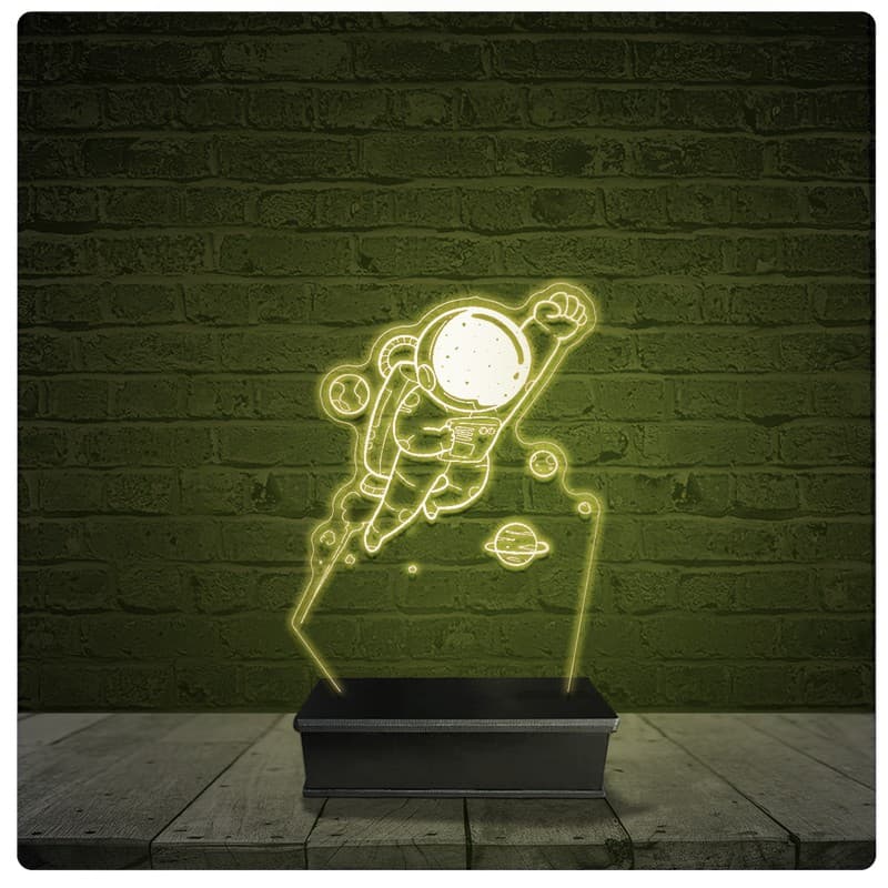 Led Luminária Acrílico Abajur - Astronauta Desenho 15