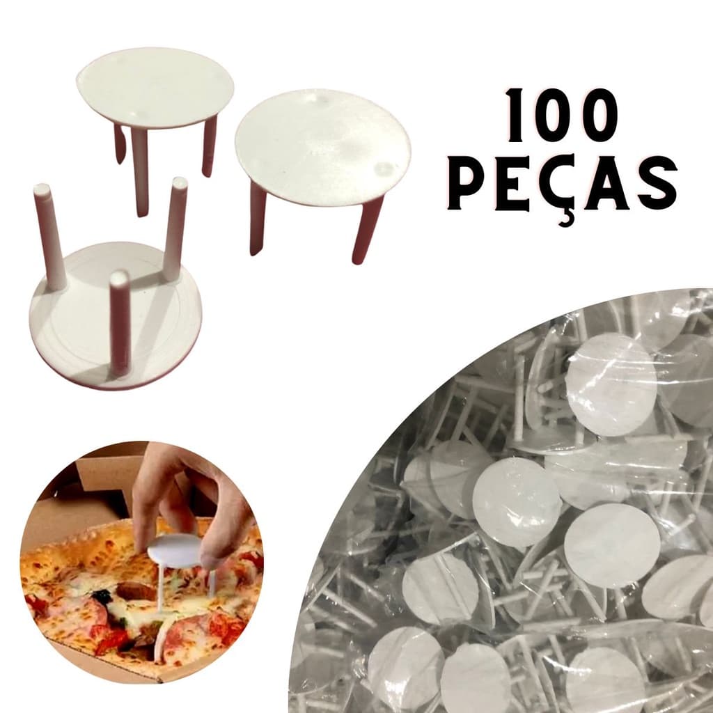 Apoio Mesinha Kit 100 Un Suporte Tripé Para Caixa De Pizza