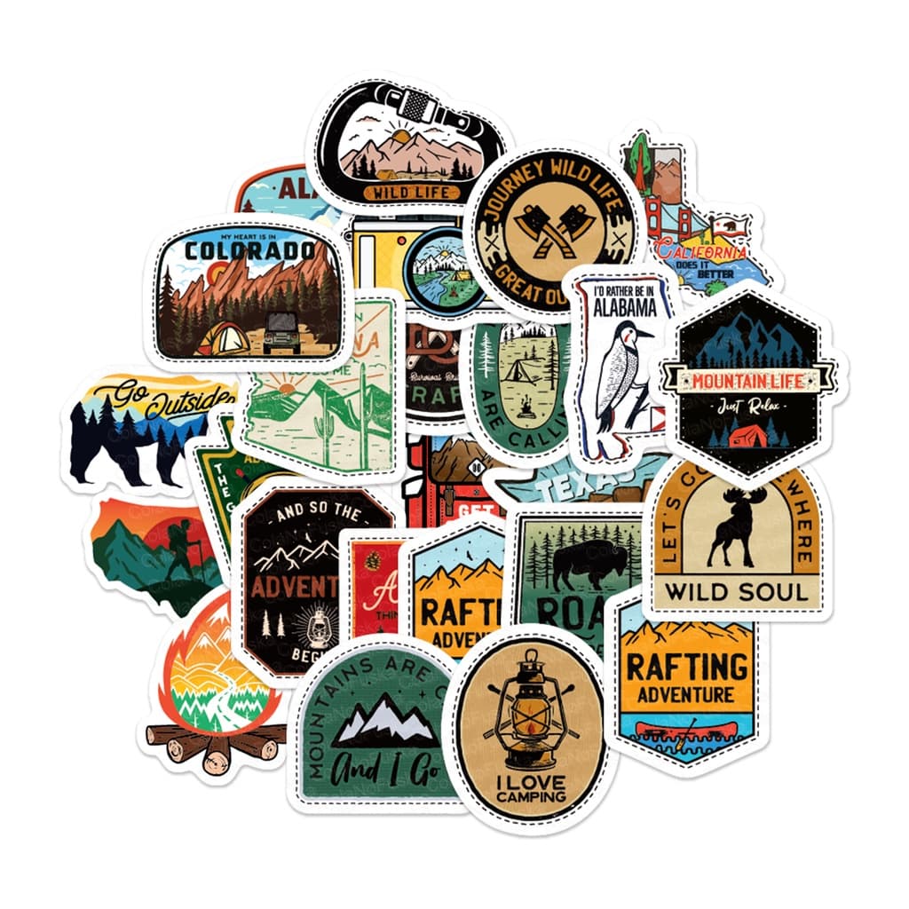 Kit De 25 Adesivos Explorador Camping Viagem Travel Paises