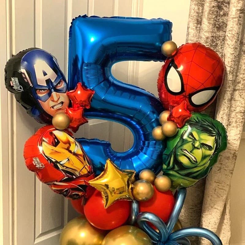 5 Pçs/set Homem De Ferro Balões Folha De Alumínio Balão Herói Hulk Spiderman Crianças Brinquedo Do Chuveiro De Bebê Festa De Aniversário Decoração