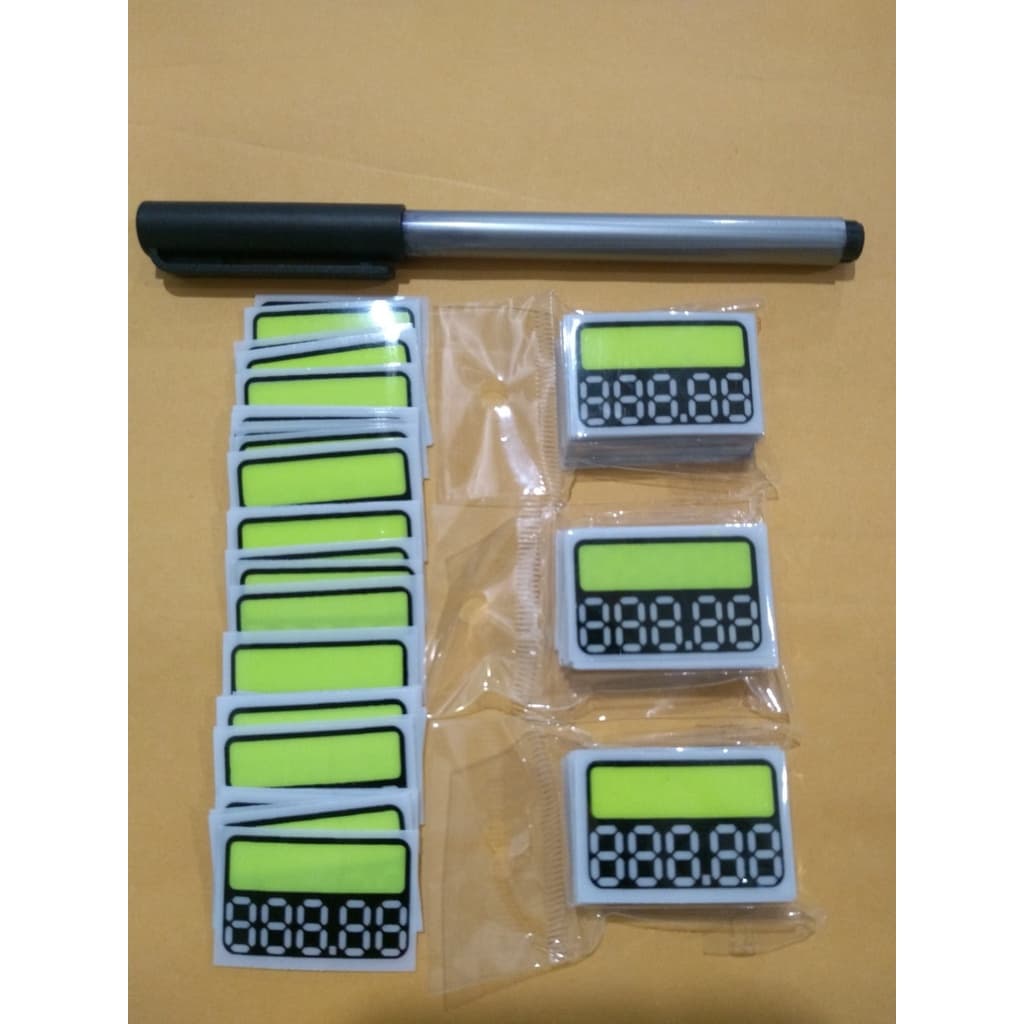Kit 200 etiquetas  de Preços Em PVC Reutilizável editável digito/medida 3,8 x 2,4 cm