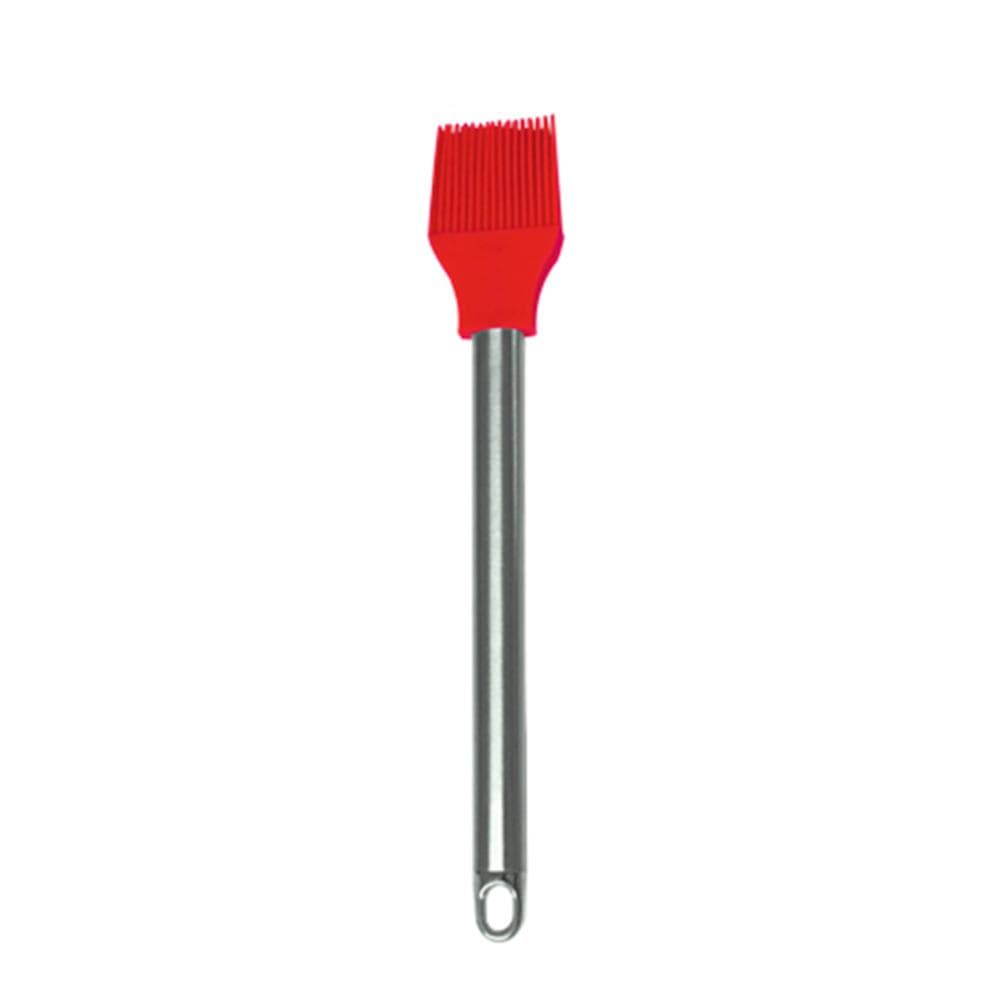 Pincel Culinário Silicone Vermelho com Cabo Inox Confeitaria