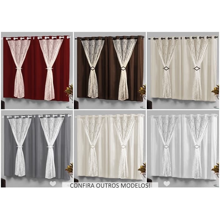Cortina para Sala ou Quarto 2,20x1,30 Várias Cores Marrocos