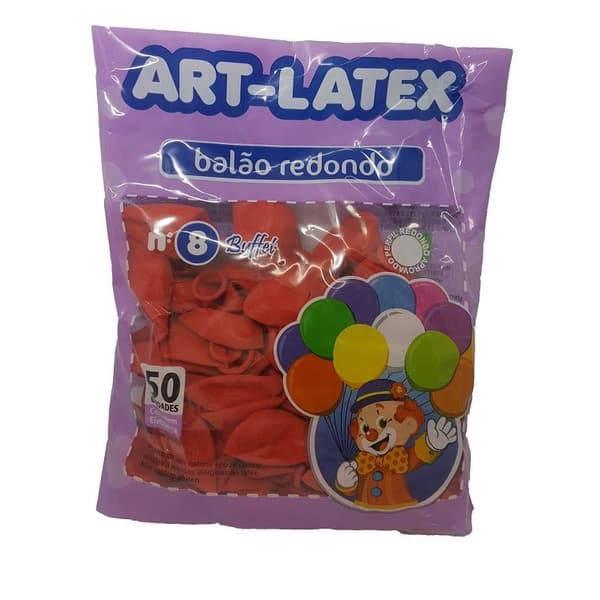 Balão Redondo Buffet 8 Profissional Bola de Festa/Bexiga Art Latex 50 unidades