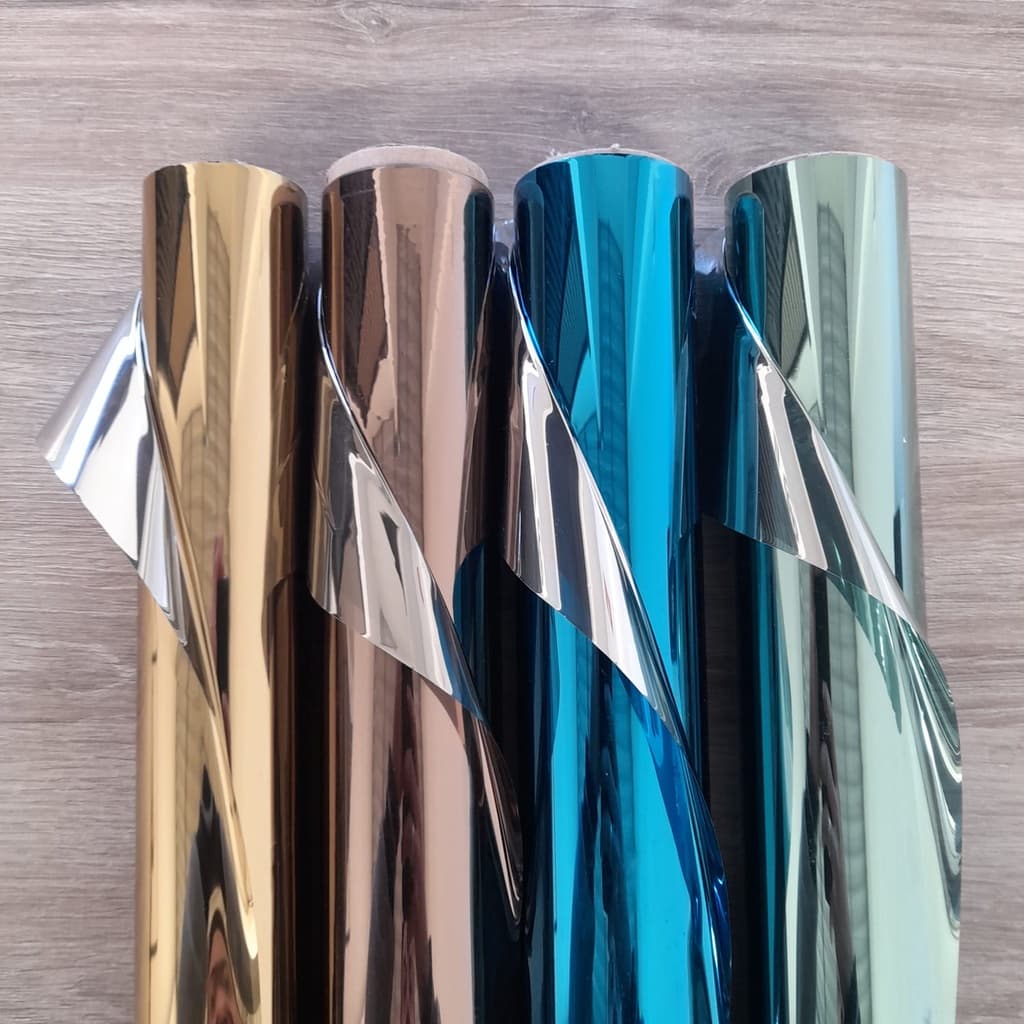 Insulfilm Película Residência nas opções Bronze, Ouro, Verde e Azul Espelhados c/30cm de largura comprimento de 1 a 5 metros.