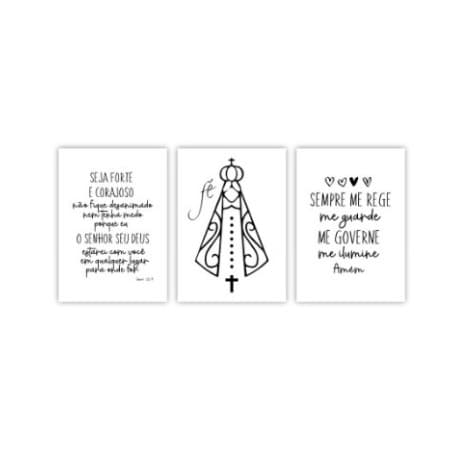 kit 3 quadros decorativos Nossa Senhora Aparecida 821