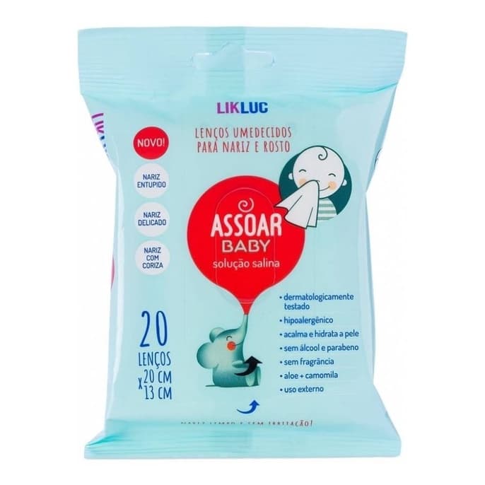 Assoar Baby Likluc Lenços Umedecidos Para Nariz E Rosto Infantil Suave e Seguro Sem Álcool Hipoalergênico