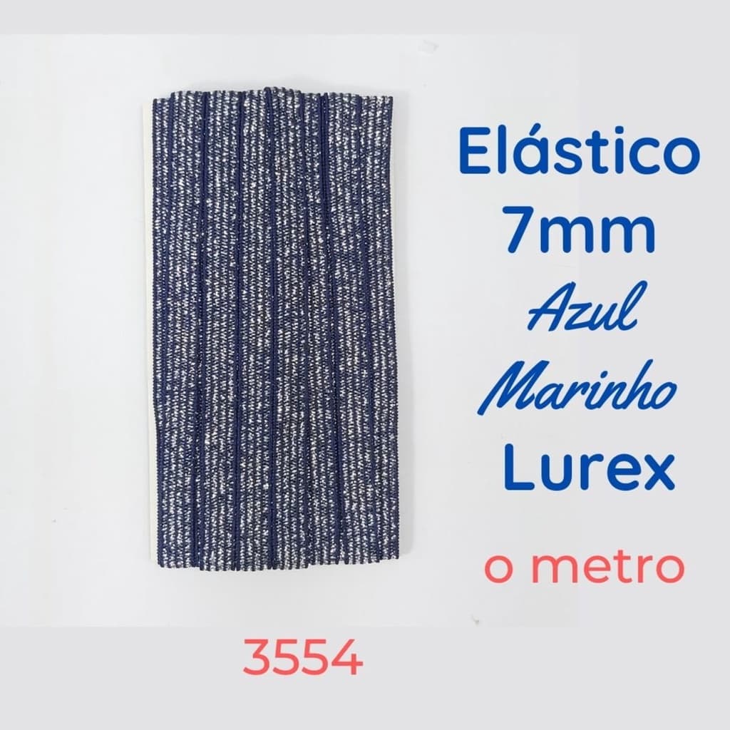 Elástico Lurex Brilho chato Encadernação  7mm Azul Marinho 3554 001 - 284A30