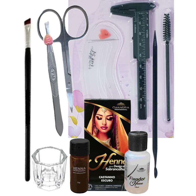 kit sobrancelhas profissional alto rendimento Moldes pinca tesoura escovinha paquimetro palitoPincel