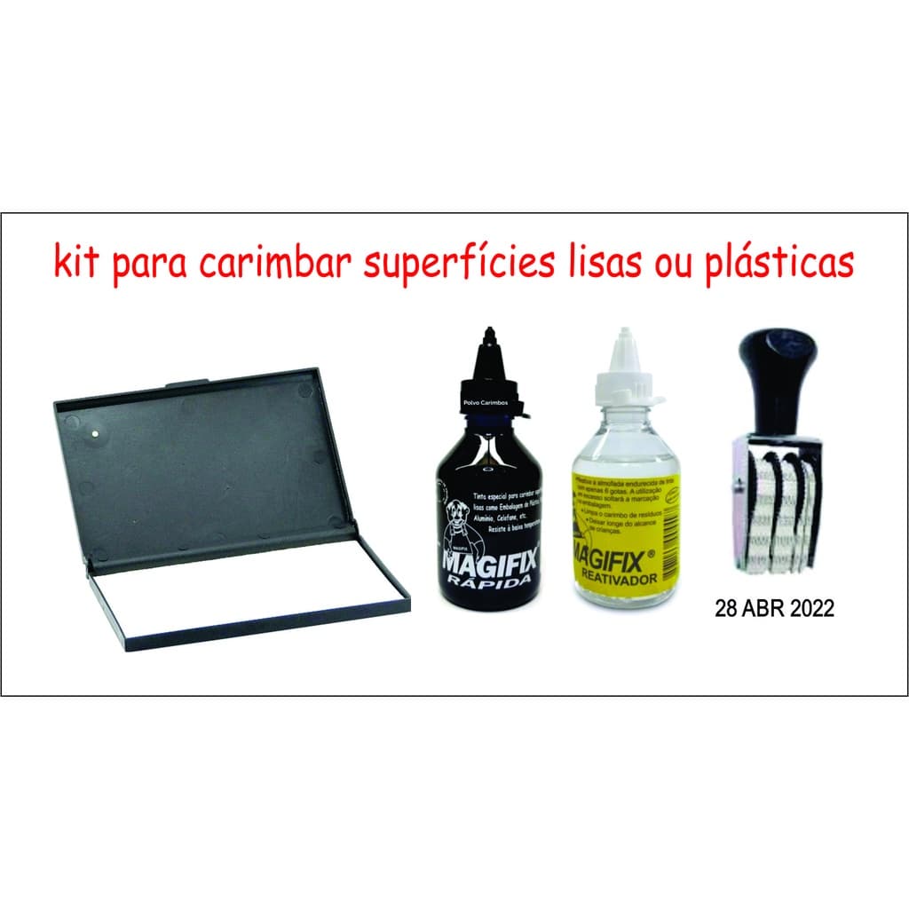 Kit Datador 5mm + Almofada + Tinta + Reativador P/ Plástico