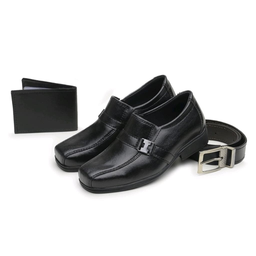 Kit 1 Par De Sapato Social Formal Infantil Masculino + Carteira + Cinto