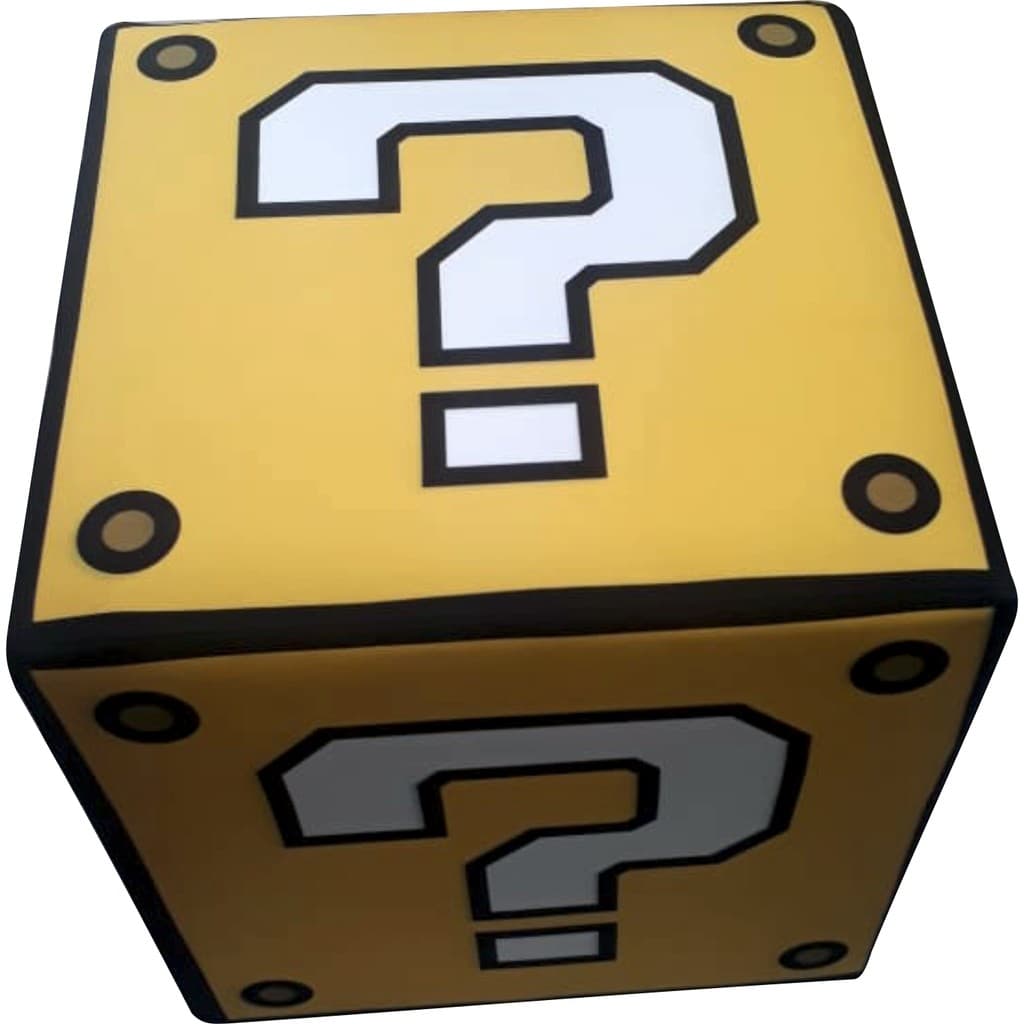Puff  Pufe Lucky Block  Super Mário Bross Decoração Gamer Geek