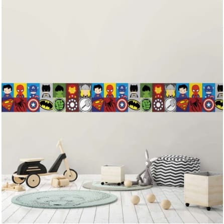 5 Metros Faixas decorativas Infantil Papel Parede para sua casa tema herois marvel dc infantil