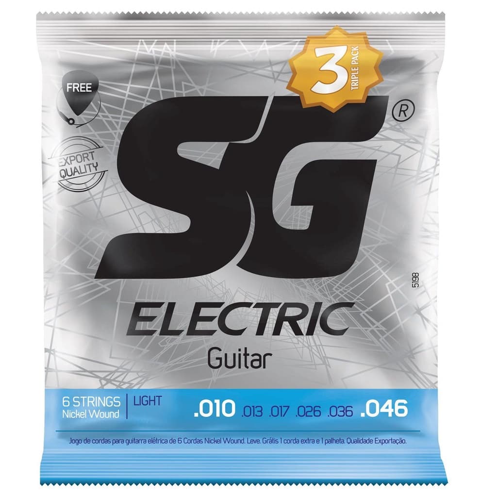 KIT 3 ENCORDOAMENTO CORDA P/ GUITARRA SG 010 046 SET 5198TP