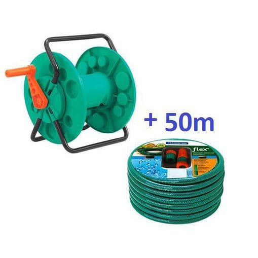 50m Mangueira Tramontina + Enrolador Suporte Jardim