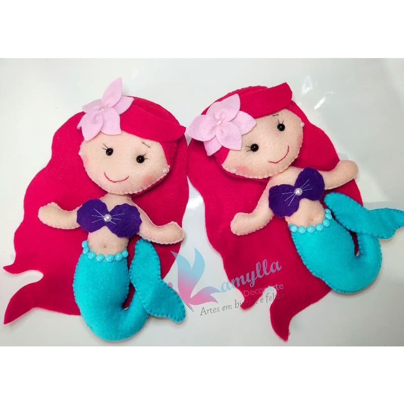 Sereia/Ariel em feltro para decoração de festa infantil/mesa do bolo/quarto de menina