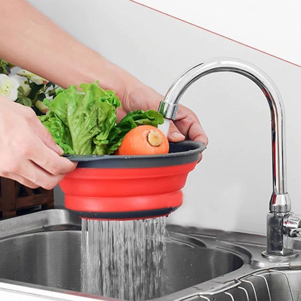 Escorredor Retrátil Silicone Massas Frutas Alimentos Vermelho