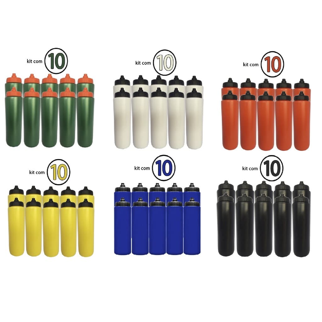 Kit com 10 Squeeze Automático Tipo Gatorade 1lt Rythmoon sem logo Diversas Cores