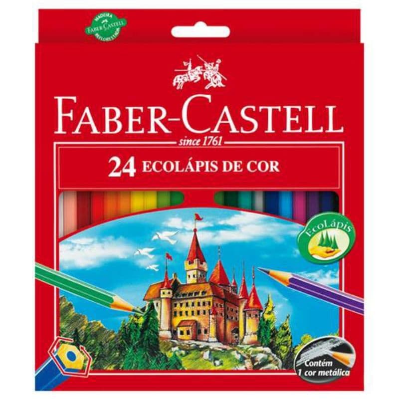 Lapis De Cor Sextavado Ecolapis 24 Cores  Faber Castell