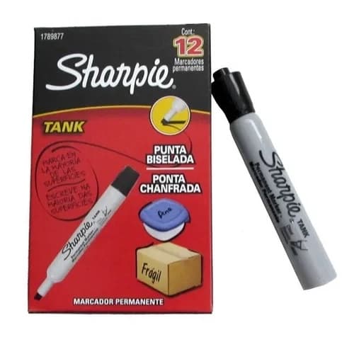 Pincel Atômico Permanente Preto Ponta Chanfrada Sharpie 12un