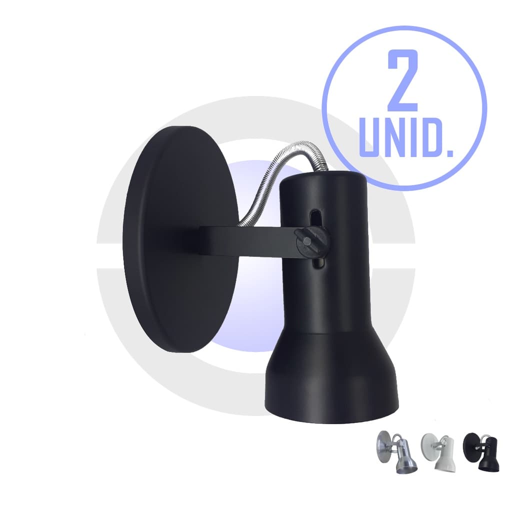 Kit 2 Arandela Luminaria Parede Sobrepor Espelho Banheiro Aluminio PAR20 LED E27 Direcionavel Bivolt