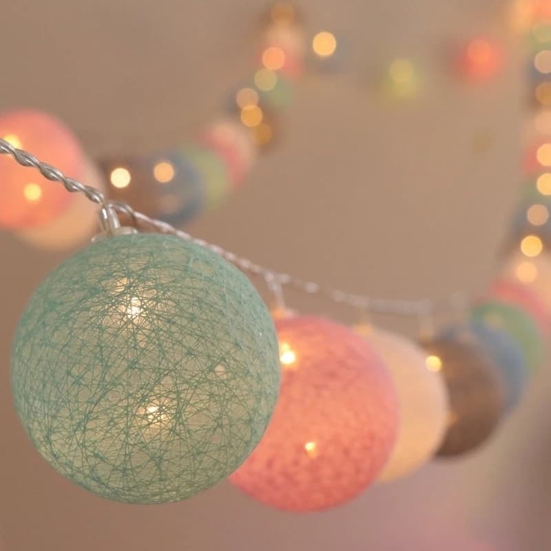 20 Cordão De Bola De Algodão USB Com Luzes LED Para Decoração De Festas/Quarto