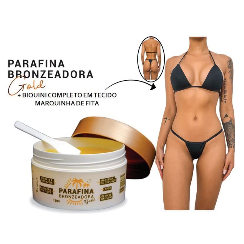 BiquínI Imita Fita De Tecido Suplex 38 ao 46 Para Bronze Acompanha Parafina Bronze Lindo Parafina Bronzeadora Gold