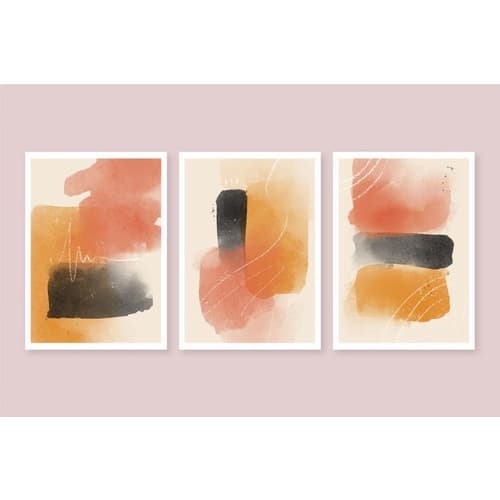 Trio De Placas Decorativas Quadros New Abstrato 51 -30x40cm .