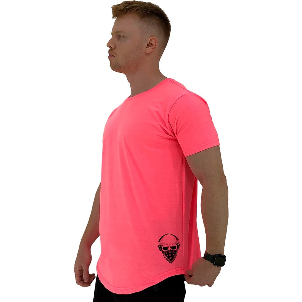 Camiseta Longline Masculina MXD Conceito Estampa Lateral Caveira Gangster
