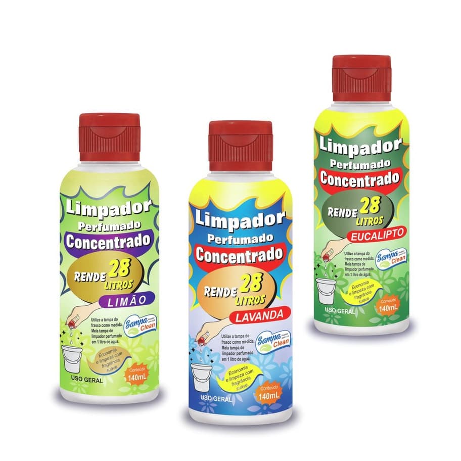 Desinfetante Limpador Concentrado Perfumado 140ml Rende 28 Litros Sampa Clean