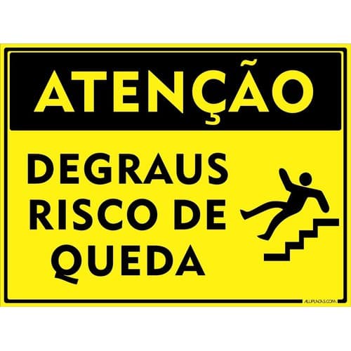 3 Placas Degraus Risco De Queda 30x20cm Alumínio