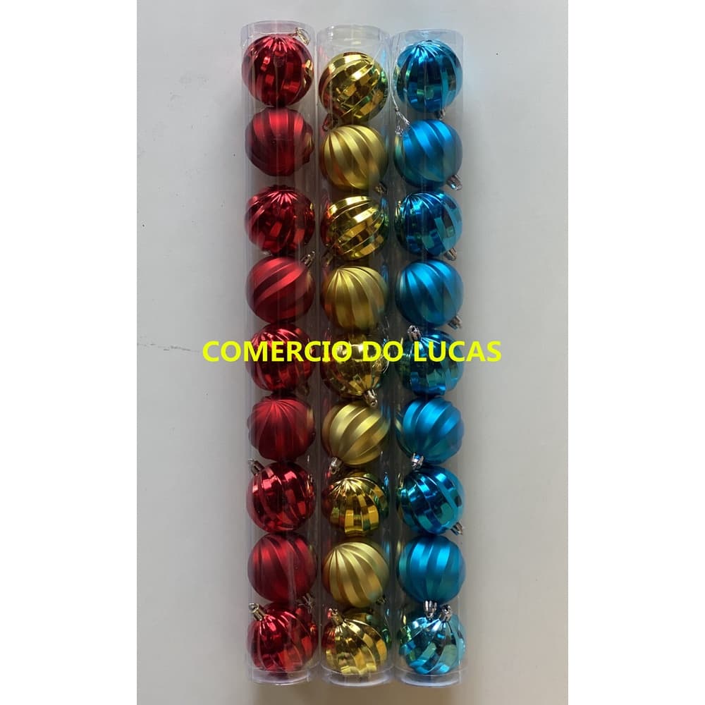 Tubo com 9 Bolas Onduladas Sortidas Foscas Brilhantes 6cm P10165