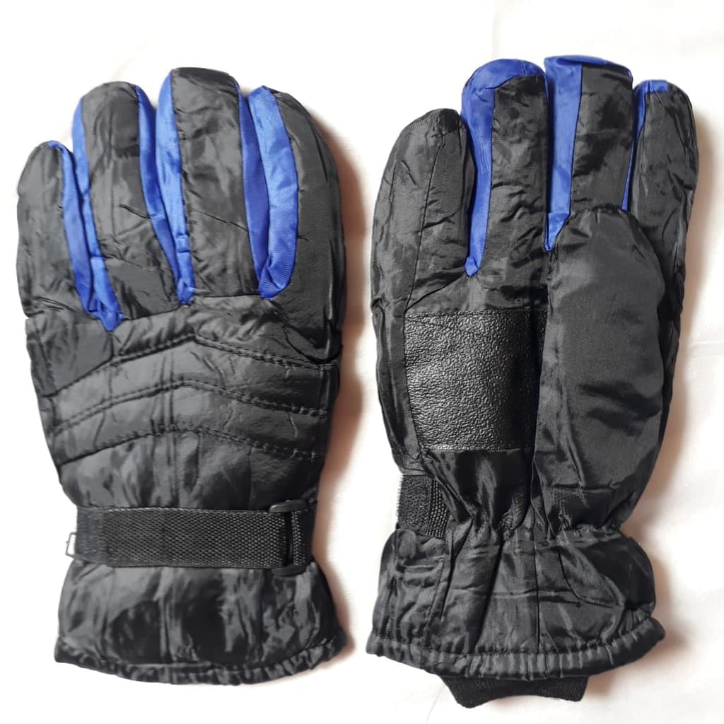 par de luvas poliéster preta detalhe azul moto motoqueiro motoboy ciclista frio chuva forrada quentinha