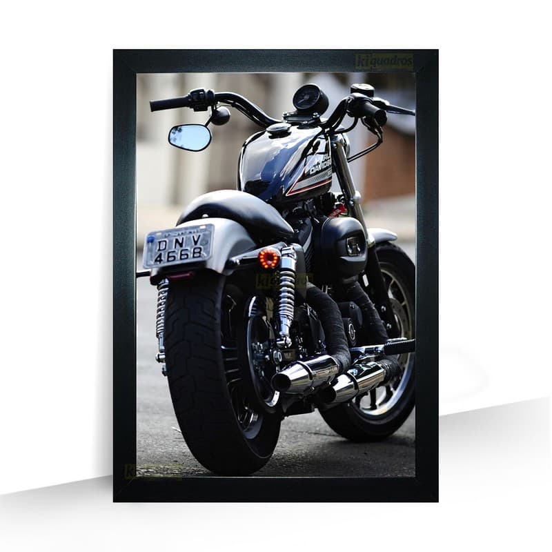 Quadro Decorativo Moto Rock Music Harley com Moldura 32x44cm