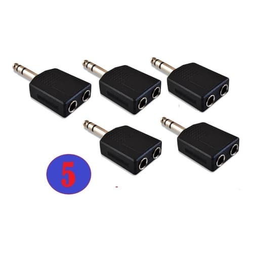 Plug Adaptador P10 Macho 2 P10 Femea Jack Estereo Kit C/5