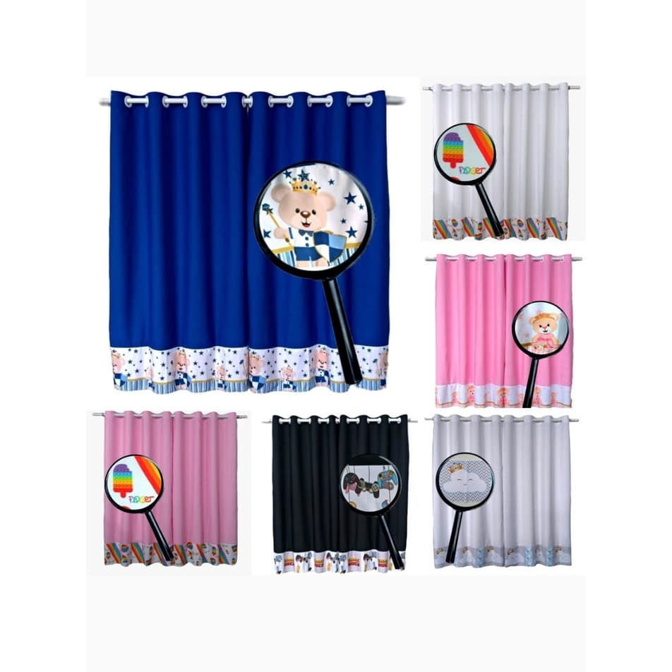 Cortina Infantil Quarto De Menino E Menina Varias Cores 2,60 L x 1,70 A