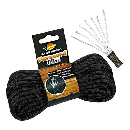 Paracord Guepardo 550 10m 250kg 7 Filamentos Cordim Preto