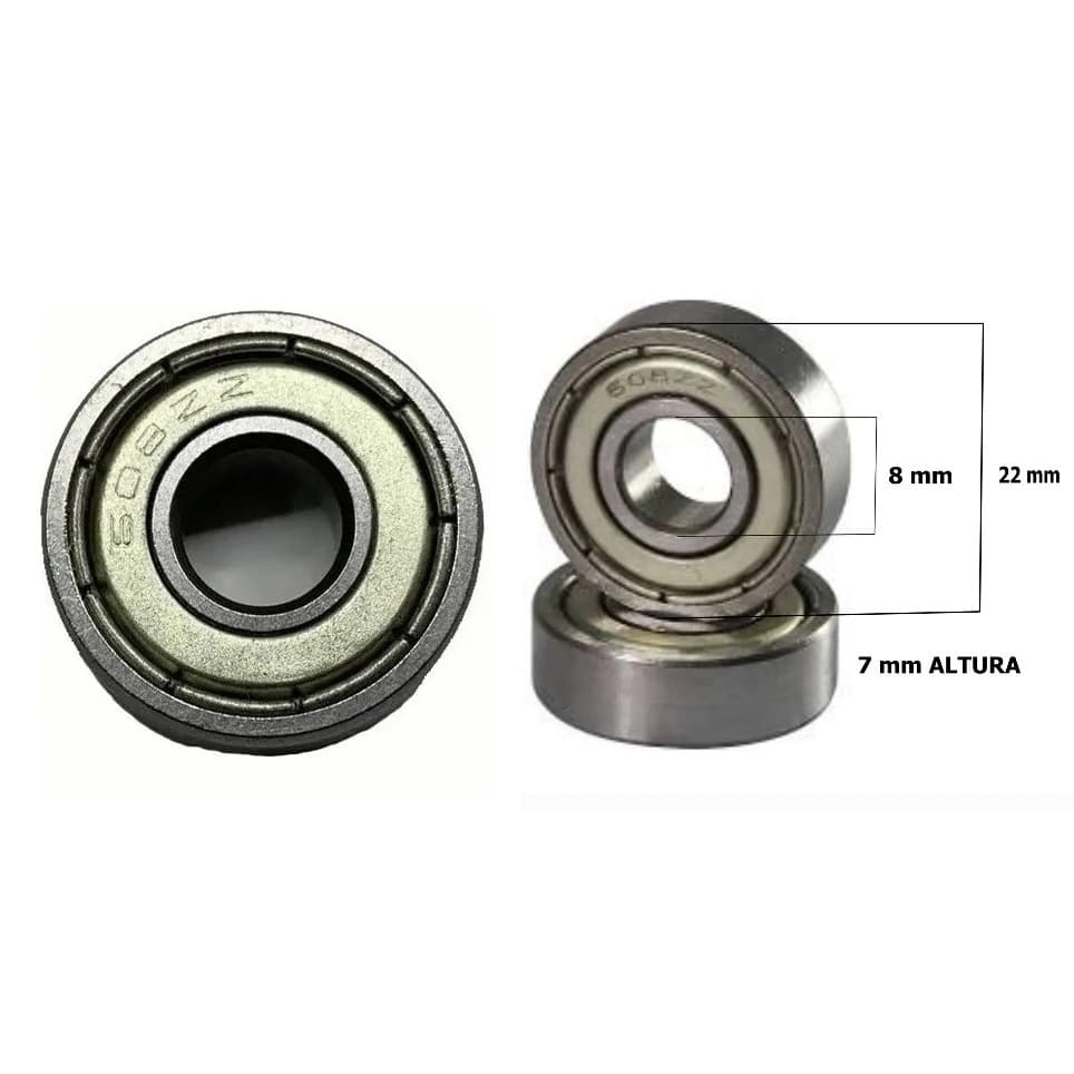 1 Rolamento 608zz Liso Sem Estria 8x22x7