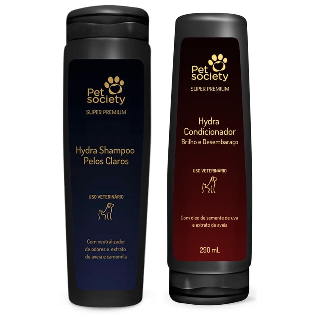 Shampoo Branqueador + Condicionador cachorro e gato Pet Society