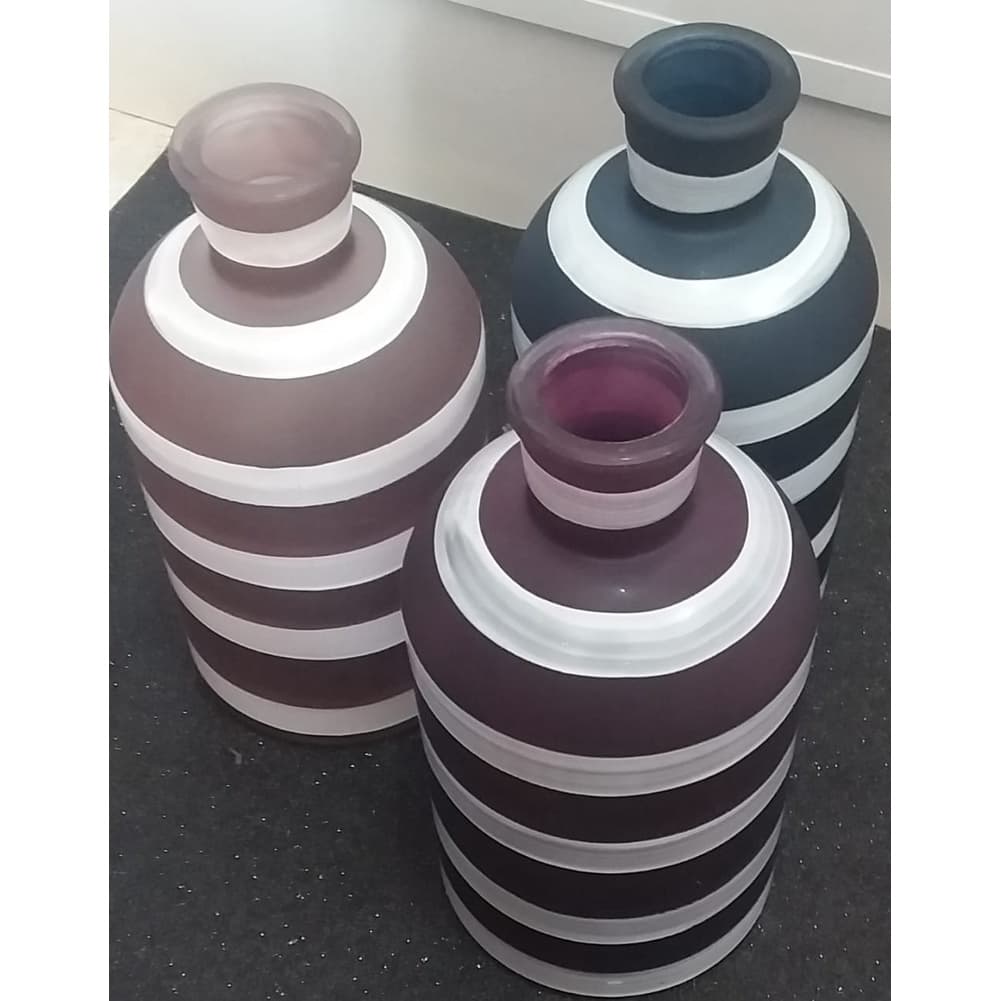 VASO DE VIDRO REDONDO DECORATIVO PINTADO