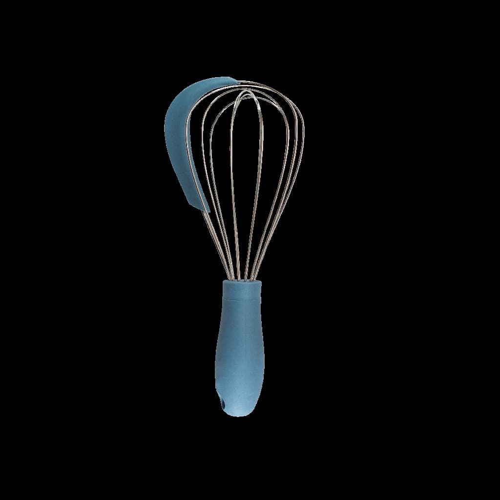 Batedor de Ovos Fuet C/ Raspador de Silicone 31cm Azul Oikos