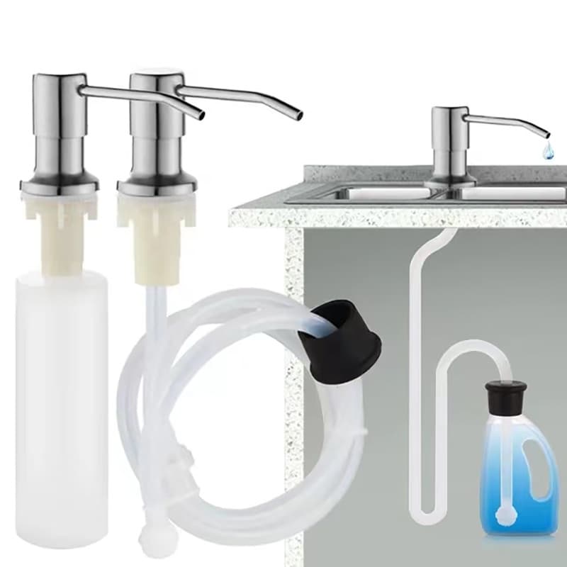 [Entrega 24 horas]Dispensador de sabão de aço inoxidável，Bomba de detergente，Bomba Distribuidora De Sabão Líquido De Cozinha Sink , Aço Inoxidável 500ml Componentes De Garrafa Pressão Hand